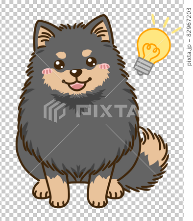 想出一隻博美犬（黑色和棕褐色） 82967203