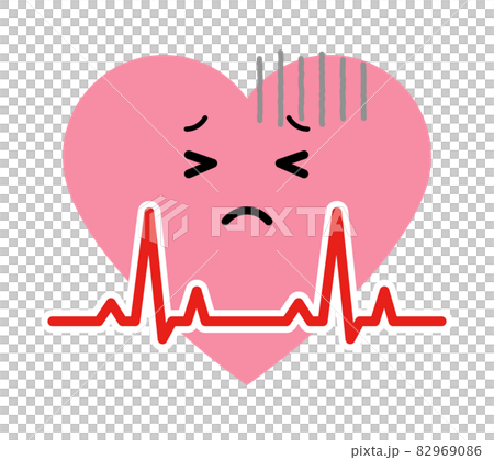 Anthropomorphic illustration of abnormal electrocardiogram waveform 82969086