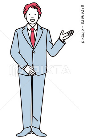 案内をするビジネスマンのシンプルな全身イラスト 案内をするビジネスマンのシンプルな全身イラスト 82969239