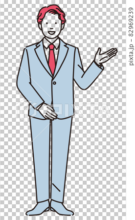 案内をするビジネスマンのシンプルな全身イラスト 案内をするビジネスマンのシンプルな全身イラスト 82969239