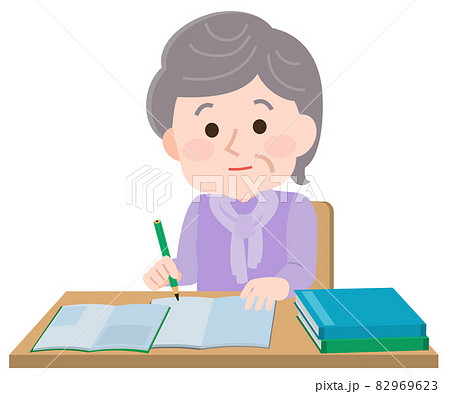 勉強をする高齢女性 イラスト 勉強をする高齢女性 イラスト 82969623