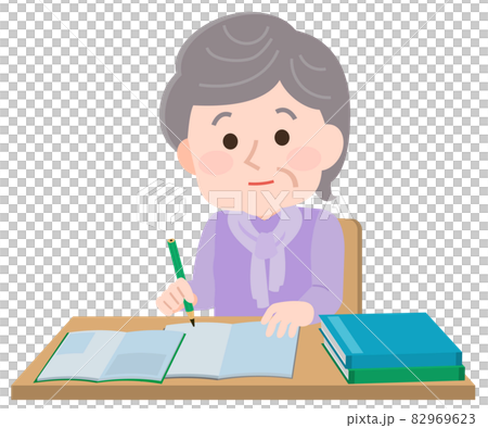 勉強をする高齢女性 イラスト 勉強をする高齢女性 イラスト 82969623