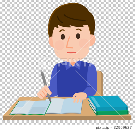 資格などの勉強をする社会人男性　イラスト 82969627