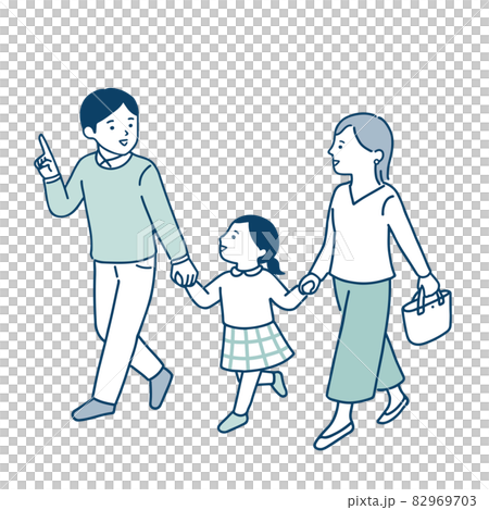 三個父母和孩子手牽手走 三個父母和孩子手牽手走 82969703