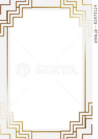 高級感のあるギザギザ模様フレーム　縦位置　ホワイト＆ゴールド 82970124