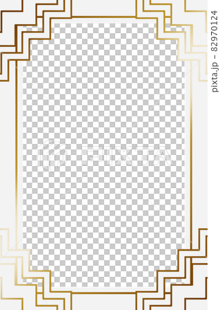 高級感のあるギザギザ模様フレーム　縦位置　ホワイト＆ゴールド 82970124