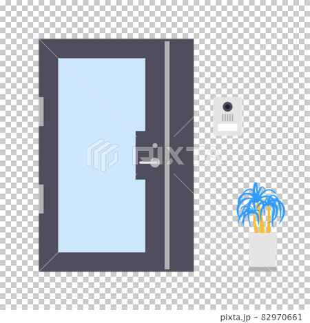 オフィスのドアとインターフォンのイラスト オフィスのドアとインターフォンのイラスト 82970661