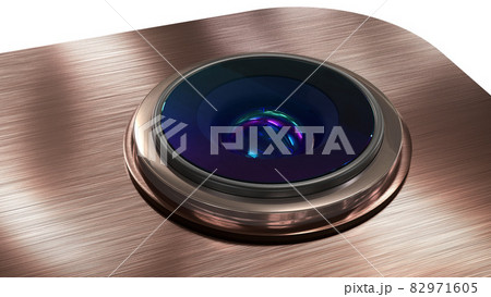 Smartphone camera lens macro, 3D rendering on white Smartphone camera lens macro, 3D rendering on white 82971605