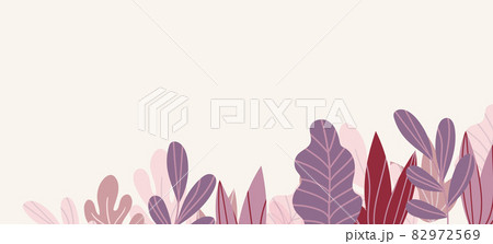 Floral web banner with drawn color exotic leaves. Nature concept design. Modern floral compositions with summer branches. Vector illustration on the theme of ecology, natura, environment 82972569