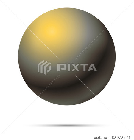 Glass black ball or precious pearl. Glossy realistic ball, 3D abstract vector illustration highlighted on a white background. Big metal bubble with shadow 82972571