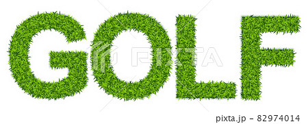 Word GOLF Made of Green Grass, Astroturf Lettering 82974014