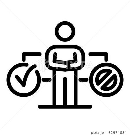 Man and choice yes no icon, outline style 82974884