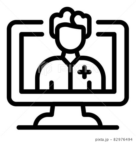 Doctor on screen icon, outline style Doctor on screen icon, outline style 82976494