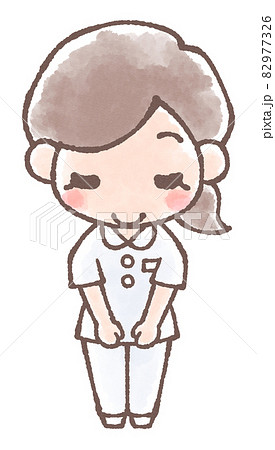 若い女性看護師のおじぎイラスト水彩風のイラスト素材