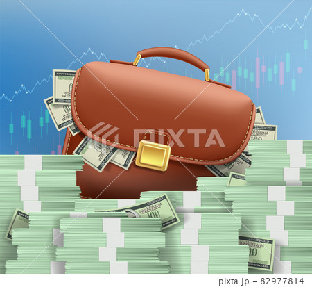 Stacks of money and a suitcase full of dollars 82977814