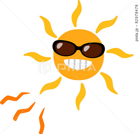 サングラスをかけた笑う太陽のキャラクター 82978478