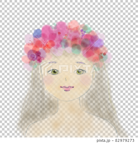 花の髪飾りの少女のイラスト素材
