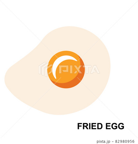 One fried egg icon, omelet symbol, breakfast sign 82980956