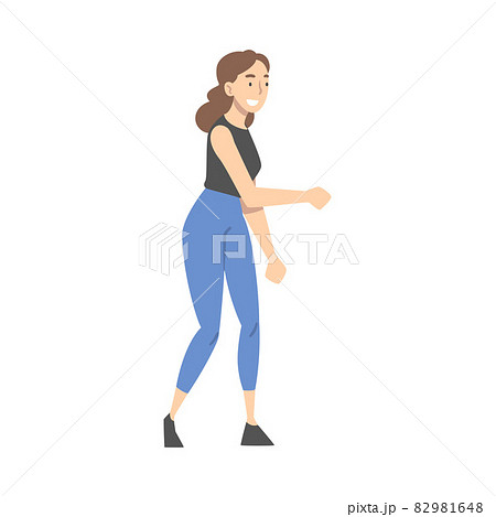 Smiling Woman Shaking Hand as Brief Greeting or Parting Tradition Vector Illustration 82981648