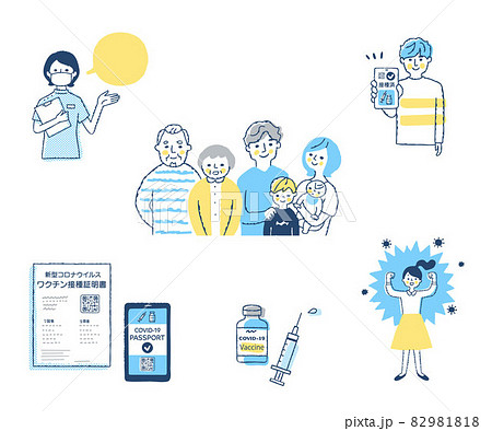 COVID-19　ワクチンパスポートイメージ　セット 82981818