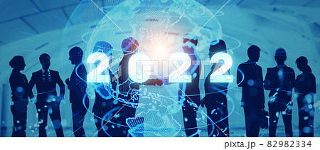 2022年イメージ　ビジネス向け年賀状素材　グローバルネットワーク 82982334