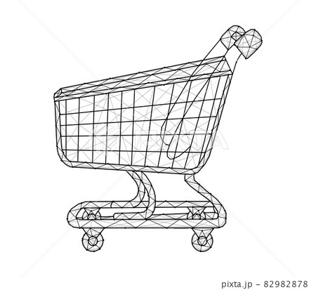 Polygonal shopping cart vector illustration isolated on white background. 82982878