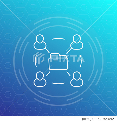 shared folder for remote work, line icon 82984692