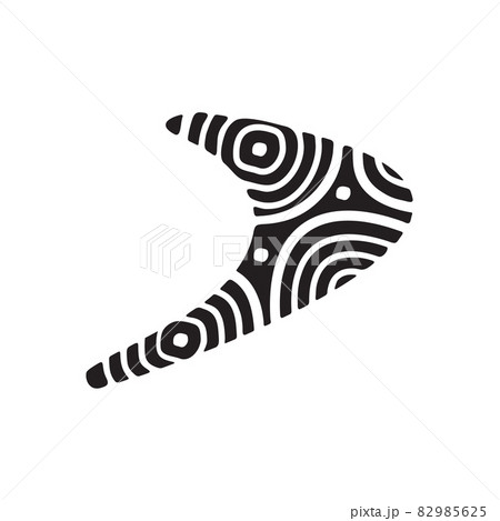 Black boomerang logo with indigenous pattern of aboriginal art design 82985625