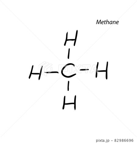 Methane Molecule Formula Hand Drawn Imitation Icon 82986696