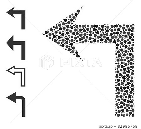 Dotted Turn Left Composition of Rounded Dots and Other Icons 82986768