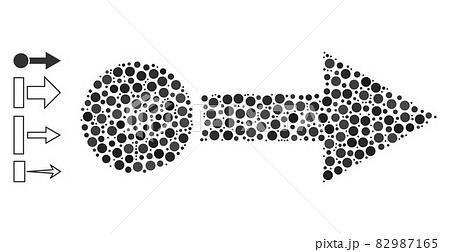 Dotted Pull Right Collage of Round Dots with Other Icons 82987165
