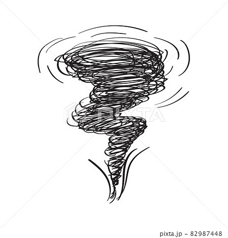 Hand Drawn Tornado, Sketched Doodle Whirlwind, Scribble Swirl 82987448