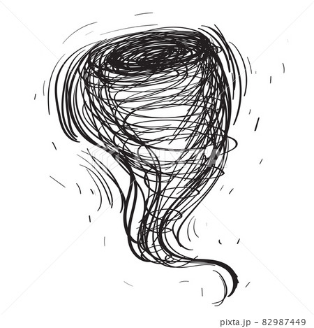 Hand Drawn Tornado, Sketched Doodle Whirlwind, Scribble Swirl 82987449