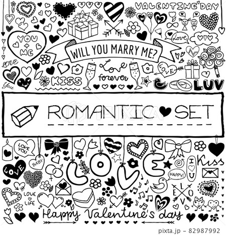 Doodle romantic set 82987992