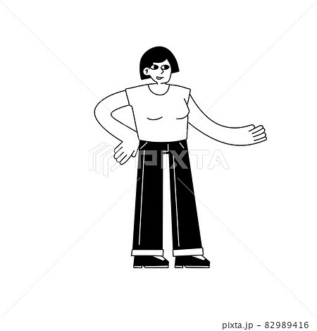 Woman gestures. Modern female character talking. 82989416