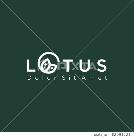 Minimalist Lotus Logo Line Art Style Flower のイラスト素材