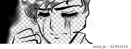 70's Shojo Manga A handsome boy with a natural perm holding a fist and crying 70's Shojo Manga A handsome boy with a natural perm holding a fist and crying 82993429
