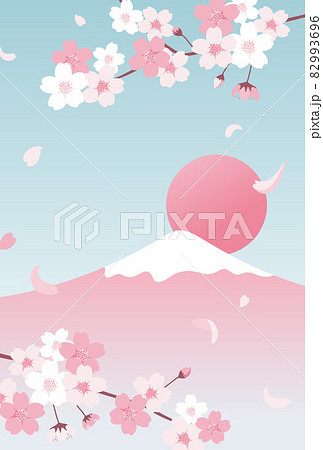 富士山と桜のイラストの背景素材 82993696