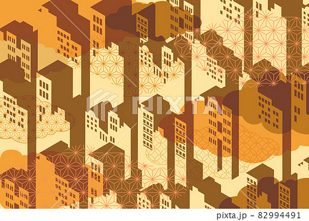 都市 街のパターンイラスト背景のイラスト素材