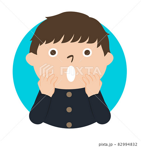 男子学生のイラスト。何かに驚いてる男の子。 82994832