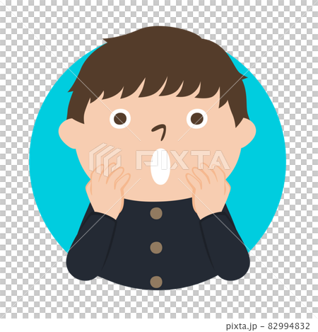 男子学生のイラスト。何かに驚いてる男の子。 82994832