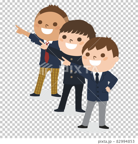 Illustration of boys. Boys in uniforms pointing to the future. 82994853