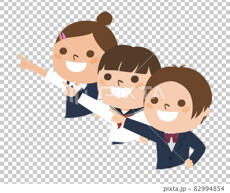 Illustrations of schoolgirls. Girls in uniforms pointing to the future. Illustrations of schoolgirls. Girls in uniforms pointing to the future. 82994854