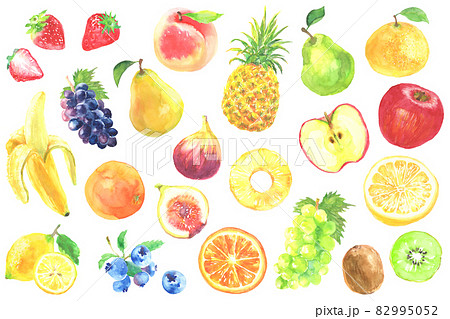 水彩で描いた色々な果物のイラストセット 82995052