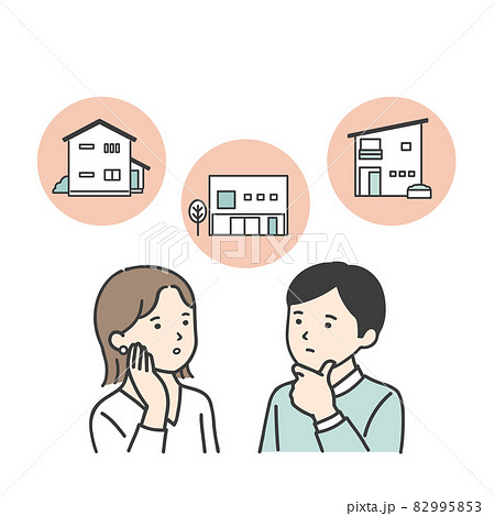 家選びで悩んでいる夫婦 82995853