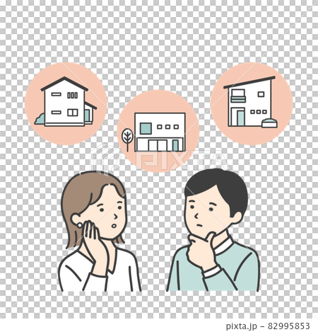 家選びで悩んでいる夫婦 82995853