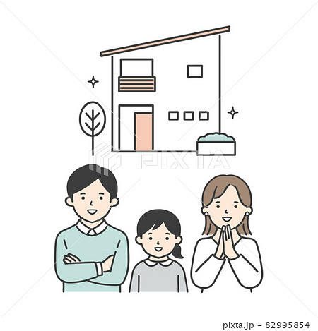 戸建ての物件を見ている親子 82995854