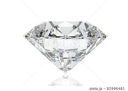 映り込みがある白背景のダイヤモンドの3Dレンダリング 82996481