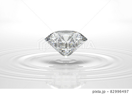白背景の水面のダイヤモンドの3dレンダリングのイラスト素材