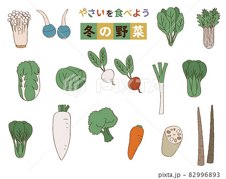 冬の野菜セットのイラスト素材 9963